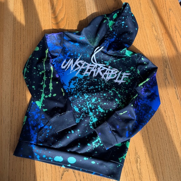 Unspeakable - Merch - Youtube - Hoodie - Multicolor Splatter - Kids Size Medium - Picture 1 of 3